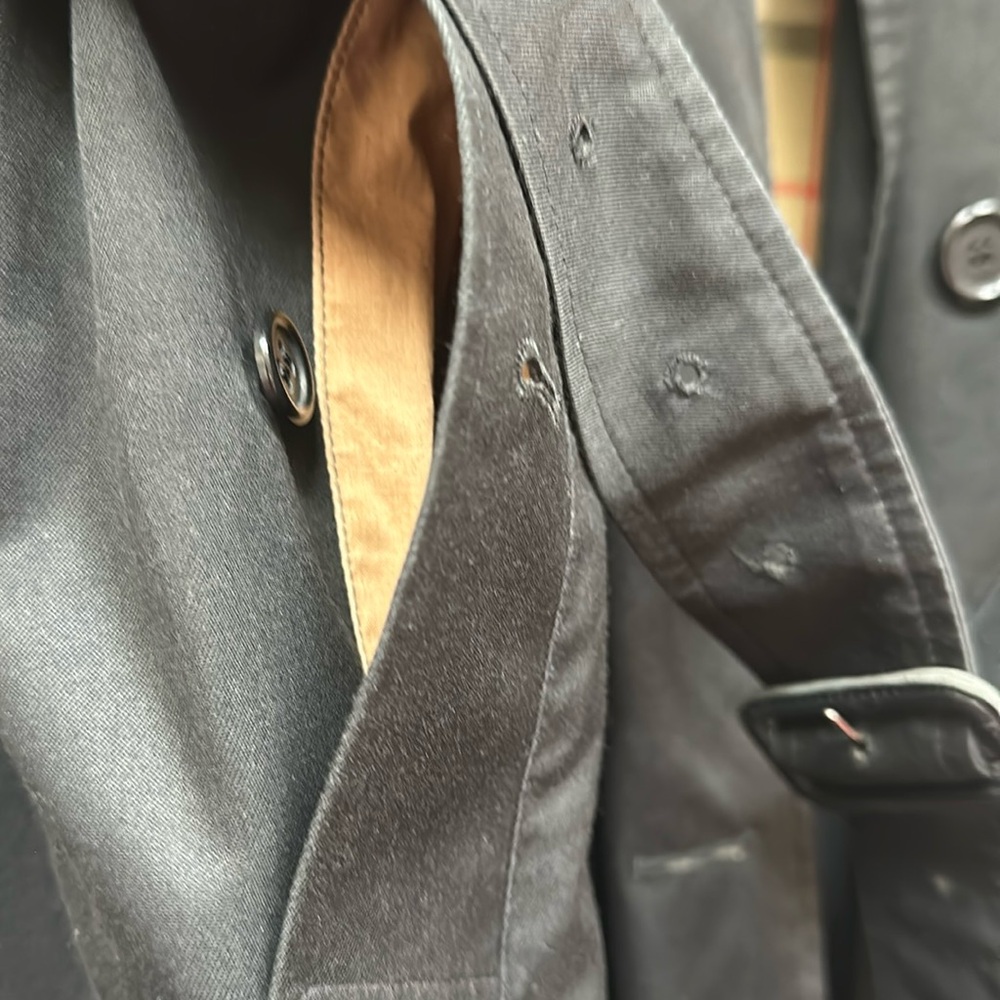 Burberrys Long Vintage Trench Coat Jacket Plaid Lining Black Size 10 X-Long - Picture 13 of 14